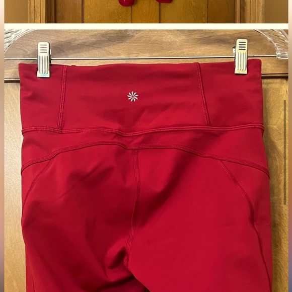 Athleta Reinier Bright Bold Red Active Leggings M - Picture 10 of 12